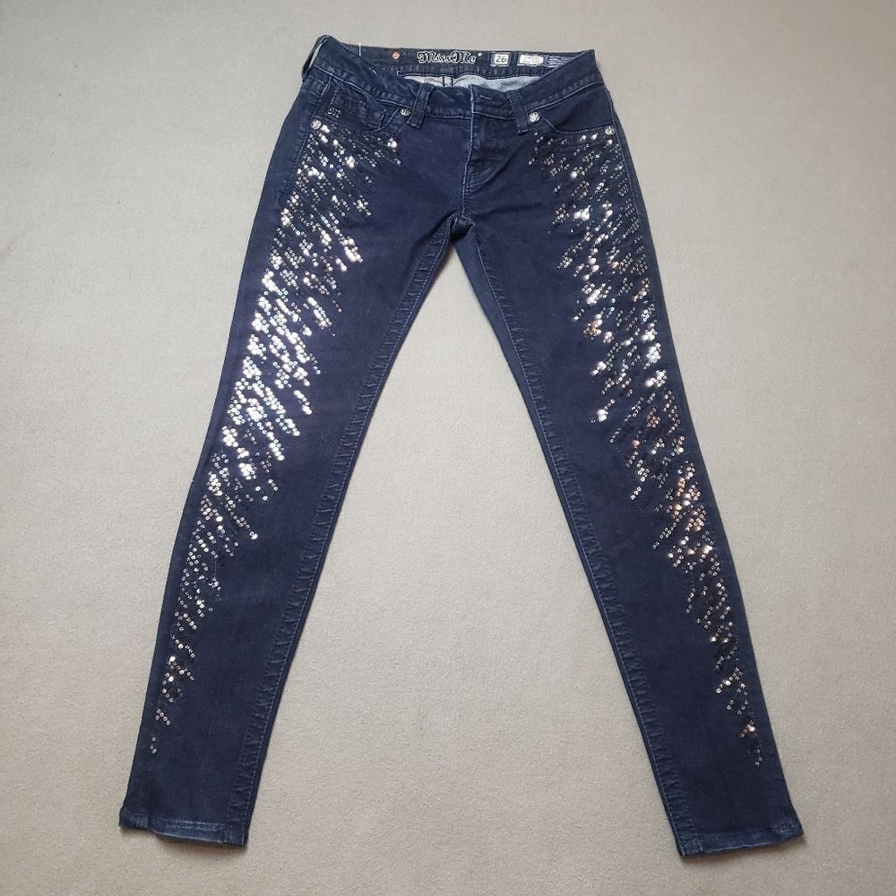 MISS ME Signature Super Skinny Sequin Jeans Sz 26